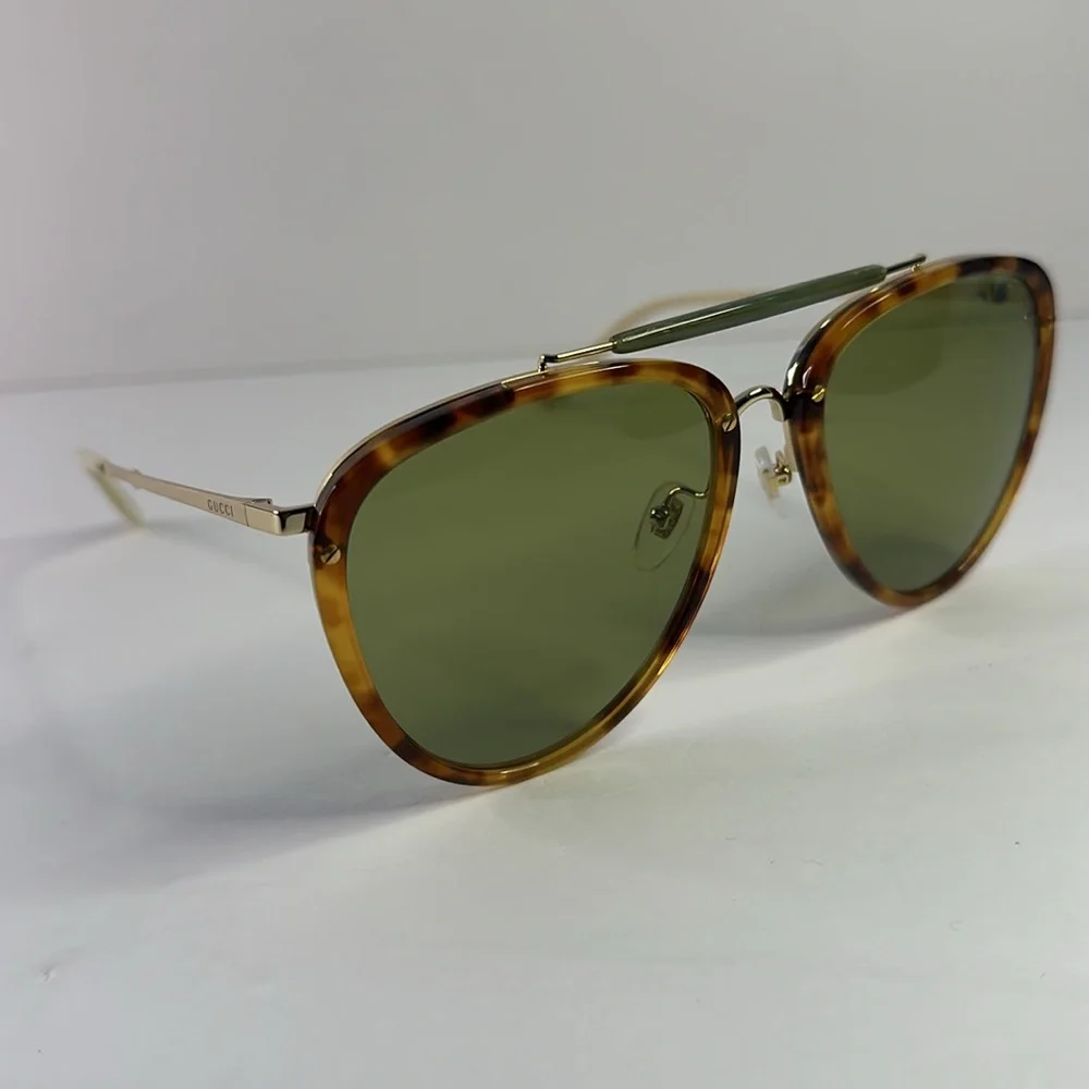 Ship same-day -💯 - New Authentic Gucci Sunglasses GG0672S 003 Havana/Gold/Green
